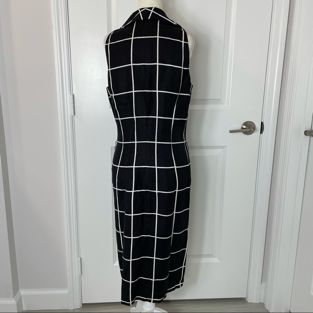 Talbots Linen Windowpane Linen Sleeveless Dress - Picture 3 of 9